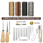 Leather Sewing & Upholstery Repair Kit with 2 Awls, Needles & Waxed Thread