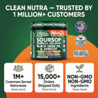 Clean Nutra Soursop Supplement Moringa Sea Moss Black Seed Oil Berberine Turmeric Resveratrol Quercetin Greens Bitters Boswellia Bitter Melon Burdock Root Antioxidant Support 90 Capsules