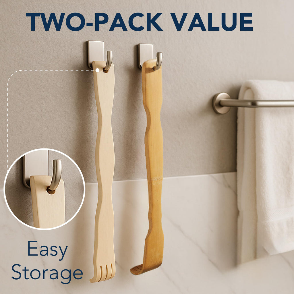 Slick- Bamboo Back Scratcher, 16.5", 2 Pack, Long Handle