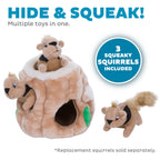 Outward Hound Hide-A-Squirrel Plush Squeaky Dog Toy, Small, 5" x 7"