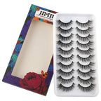JIMIRE Fake Eyelashes Natural Look Fluffy Wispy False Lashes Cat-Eye Lashes with Thin Band Lightweight Fake Lashes 10 Pairs Pack