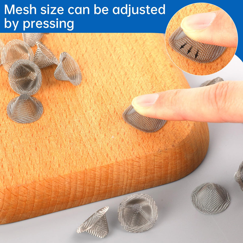 40 Pieces Pipe Screens,1/2 Inch Stainless Steel Bowl Screens Filters Conical Design Metal Filters 0.5 Inch Mini Metal Clean Screen Reusable Filters Self-Adjustable Size Filter