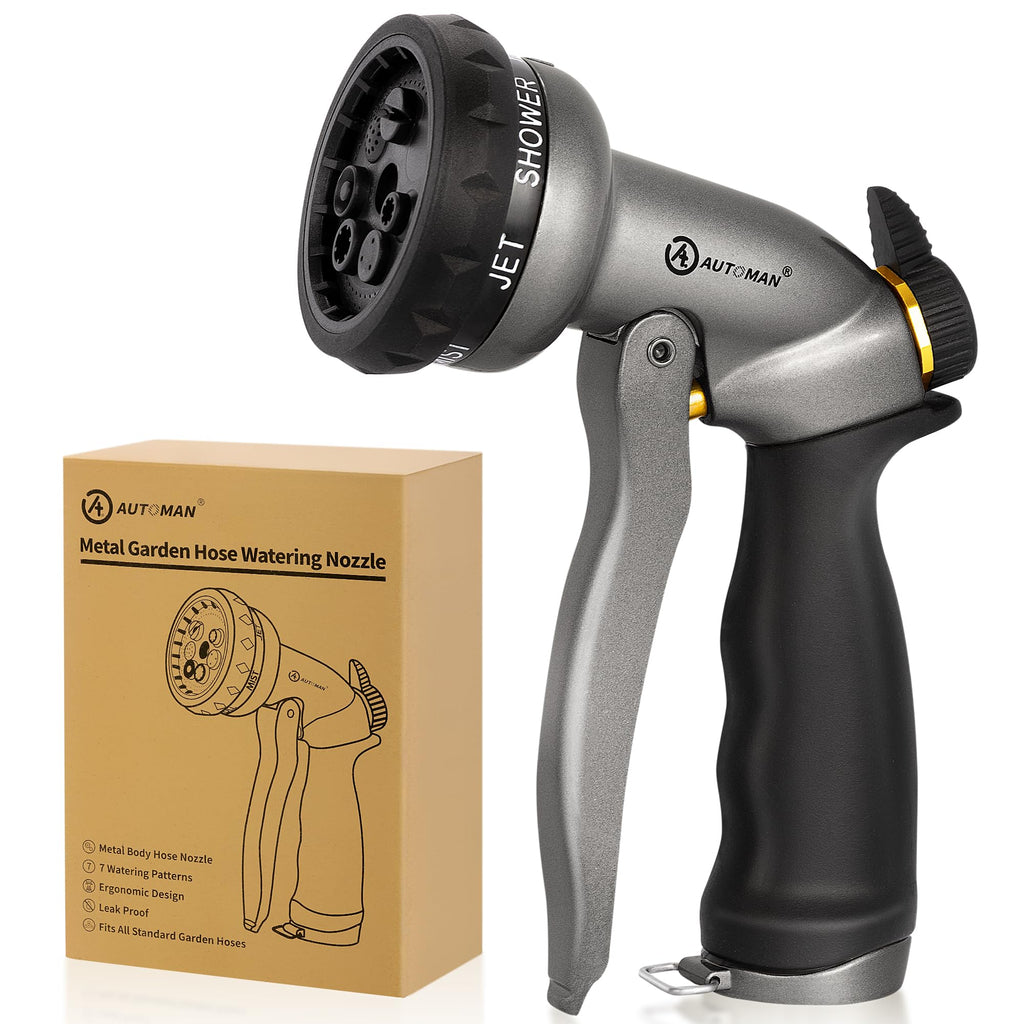 Buy now AUTOMAN-Garden-Hose-Nozzle, ABS Water Spray Nozzle with 7 Adjustable Watering Patterns, Slip Resistant for Watering Plants, Lawn& Garden, Washing Cars, Cleaning, Showering Pets & Outdoor Fun. at indiglob india