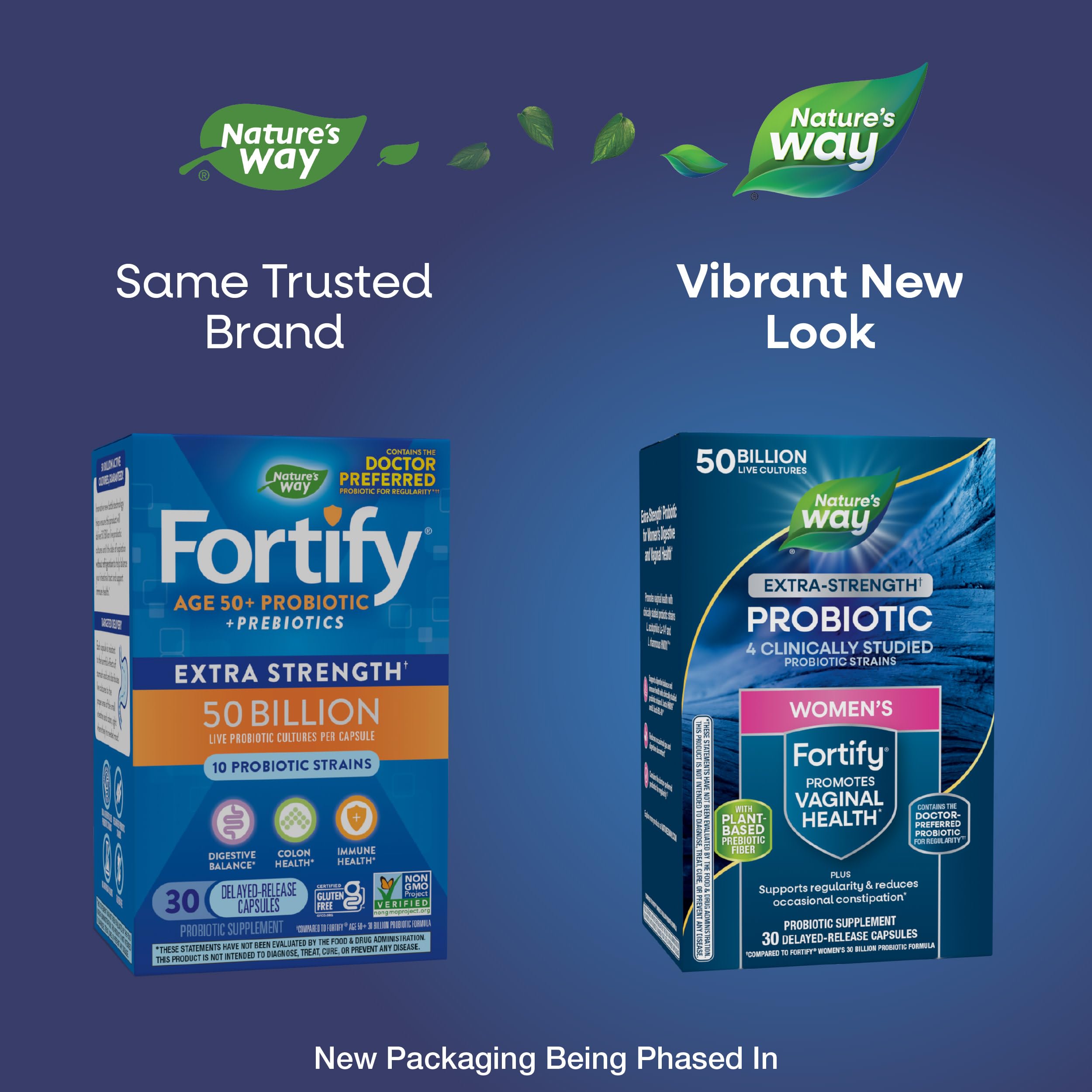 Nature's Way Women's Fortify Extra Strength(1) Pre+Probiotic, 50B CFU, 30ct | Once-Daily Capsule, Potent Multi-Strain Probiotic for Digestive, Vaginal and Immune Support*, No Refrigeration Required