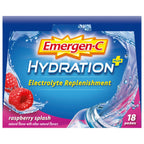 Emergen-C Hydration+ Vitamin C Sports Drink Mix, Raspberry, 18 Packets | Electrolytes for Hydration, 75% Less Sugar, Non-GMO, Vitamin C, Zinc and Manganese, Sports Formula