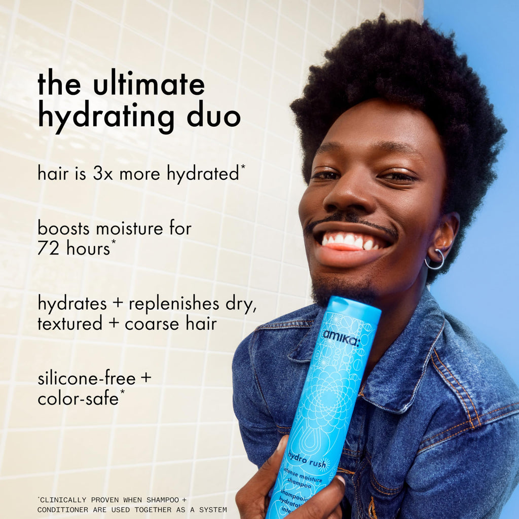 amika hydro rush intense moisture shampoo with hyaluronic acid