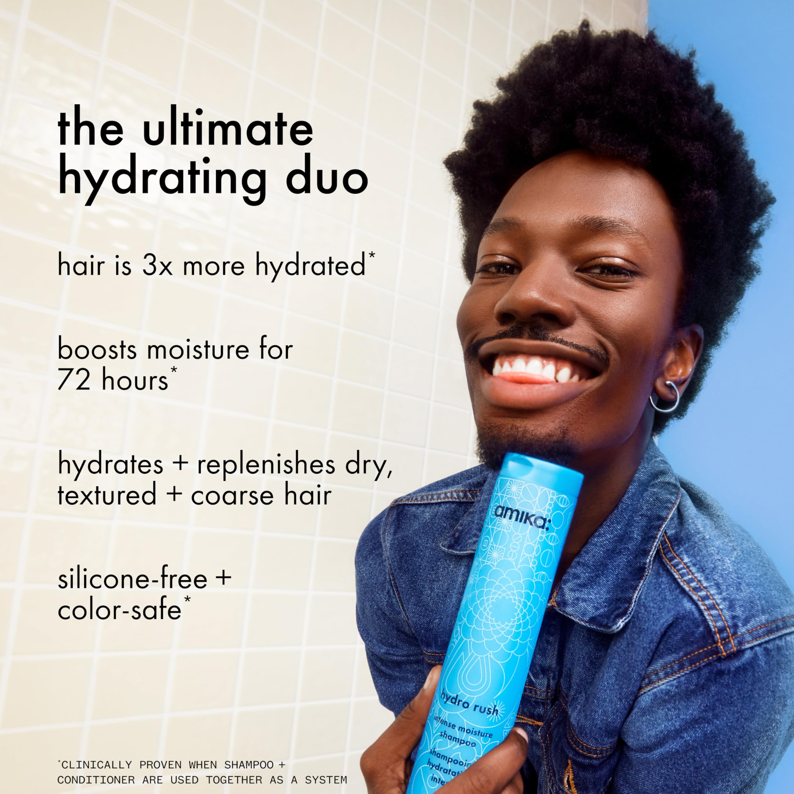 amika hydro rush intense moisture shampoo with hyaluronic acid