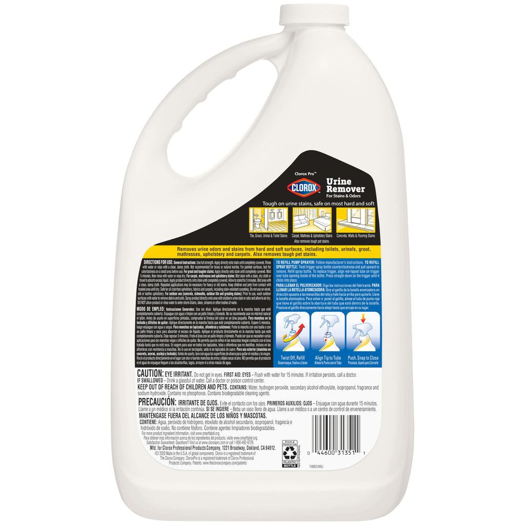 CloroxPro Urine Remover for Stains and Odors Refill, 128 Ounces (Package May Vary)