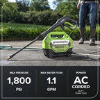 Buy now Greenworks 1800 PSI (1.1 GPM) Electric Pressure Washer PWMA Certified at indiglob india