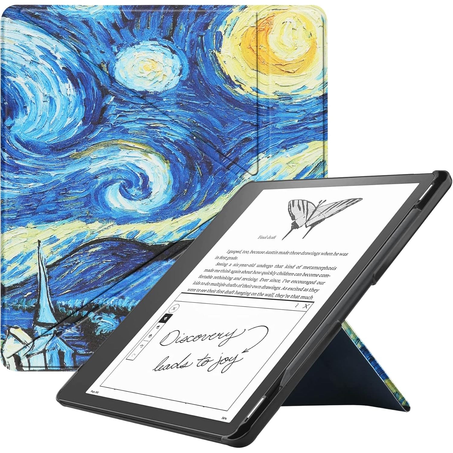 Buy now KuRoKo Slimshell Case for Kindle Scribe (2024/2022 Released), Premium Lightweight PU Leather Stand Cover with Auto Sleep/Wake for 10.2 inch Amazon Kindle Scribe 2024(1st Gen)/2022-Black Starry Sky at indiglob india