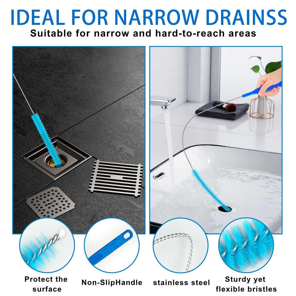 Drain Brush，Dryer Vent Cleaner Kit，Refrigerator Coil Cleaning Brush，Includes Dryer Vent Brush, lint Brush for Dryer, Drain Cleaning Brush, and Appliance Brush Set for All Your Home Cleaning Needs