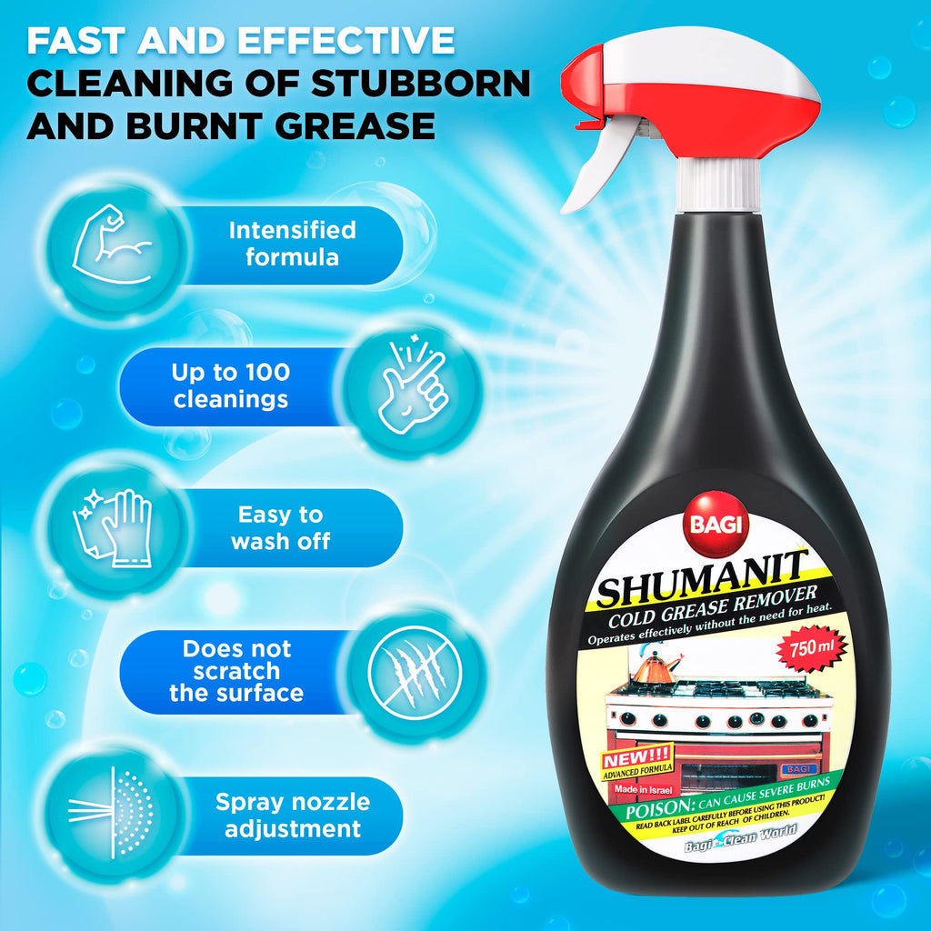 SHUMANIT - Cold Grease Remover. Spray for The immediate Removal of Stubborn and Burnt fats/Grease