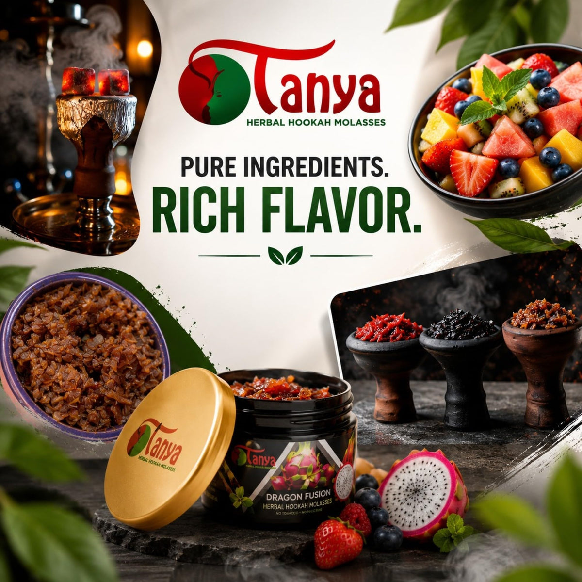 Fruit Mix Hookah Shisha Flavors, Premium Tobacco & Nicotine Free, Fruit Variety Pack, 50-Gram Packs (Pack of 6)