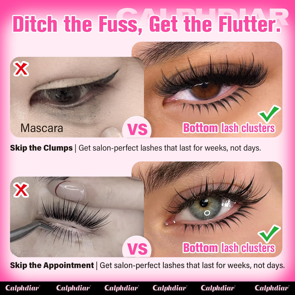 Transform your look with Calphdiar Bottom Lash Clusters Fairy Eye for salon-quality lashes that last weeks.