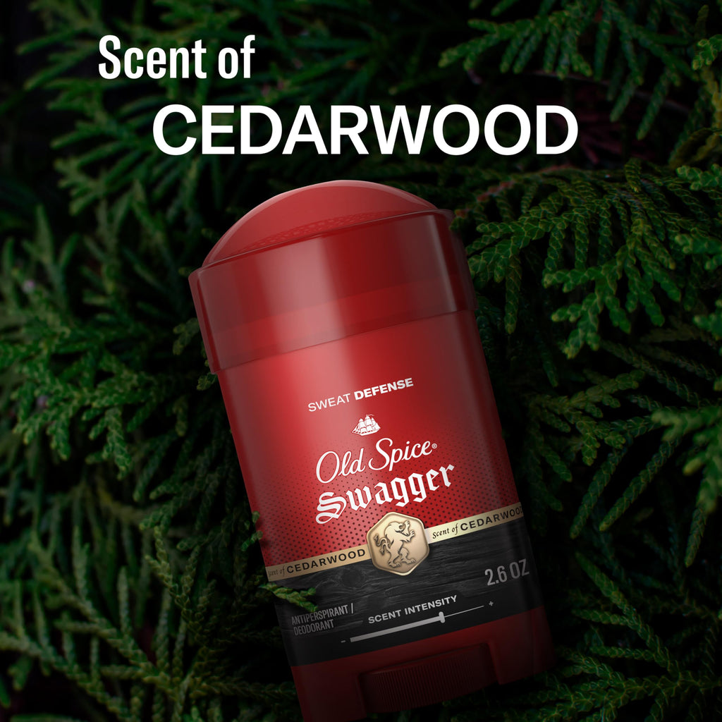 Old Spice Sweat Defense Antiperspirant & Deodorant for Men, 24/7 Ultimate Sweat Protection, Long Lasting Scent, Soft Solid, Swagger with Cedarwood Scent, 2.6 oz (Pack of 2)