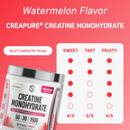 SteelFit Creapure Pure Creatine Monohydrate Powder, Watermelon, 30 Servings | Flavored Creatine Gym Workout Supplements for Lean Muscle Gain, Brain Health, & Strength Building - For Men & Women