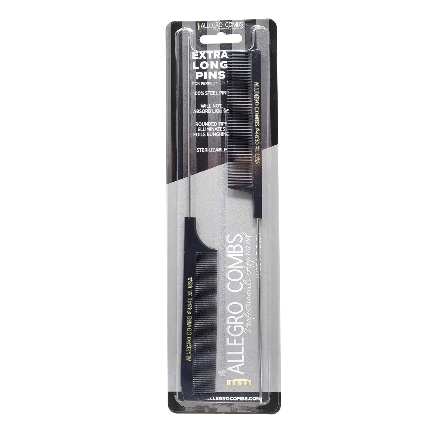 Buy now Allegro XL Pintail Rat Tail & Parting Combs - Metal Tail Foiling & Pin Combs (2 Pc. AQUA & WHITE) BLACK at indiglob india
