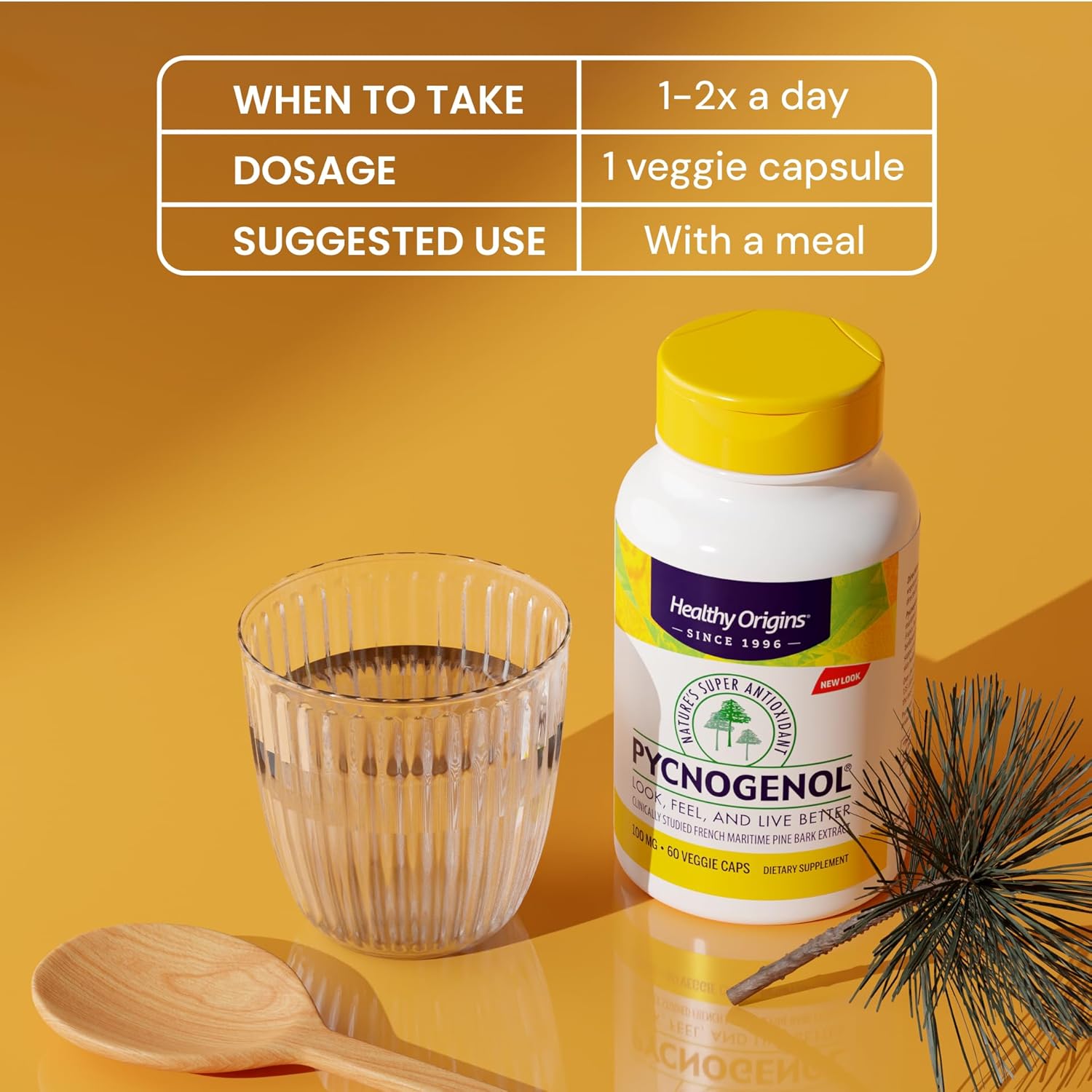 Buy now Healthy Origins Pycnogenol 100 mg (Nature's Super Antioxidant, Non-GMO, Gluten Free, Cardiovascular Support), 60 Veggie Caps at indiglob india