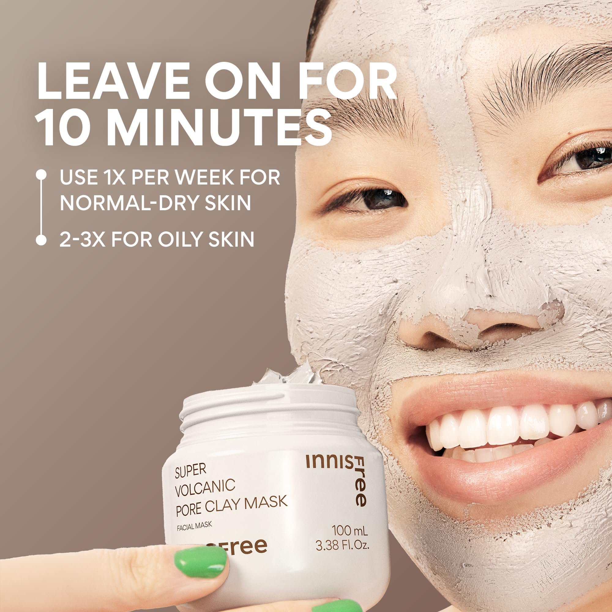 innisfree Super Volcanic Clay Mask, Pore Cleansing & Oil Control Face Mask for Oily Skin with AHA, Korean Wash-Off Clay Mask for Clogged Pores