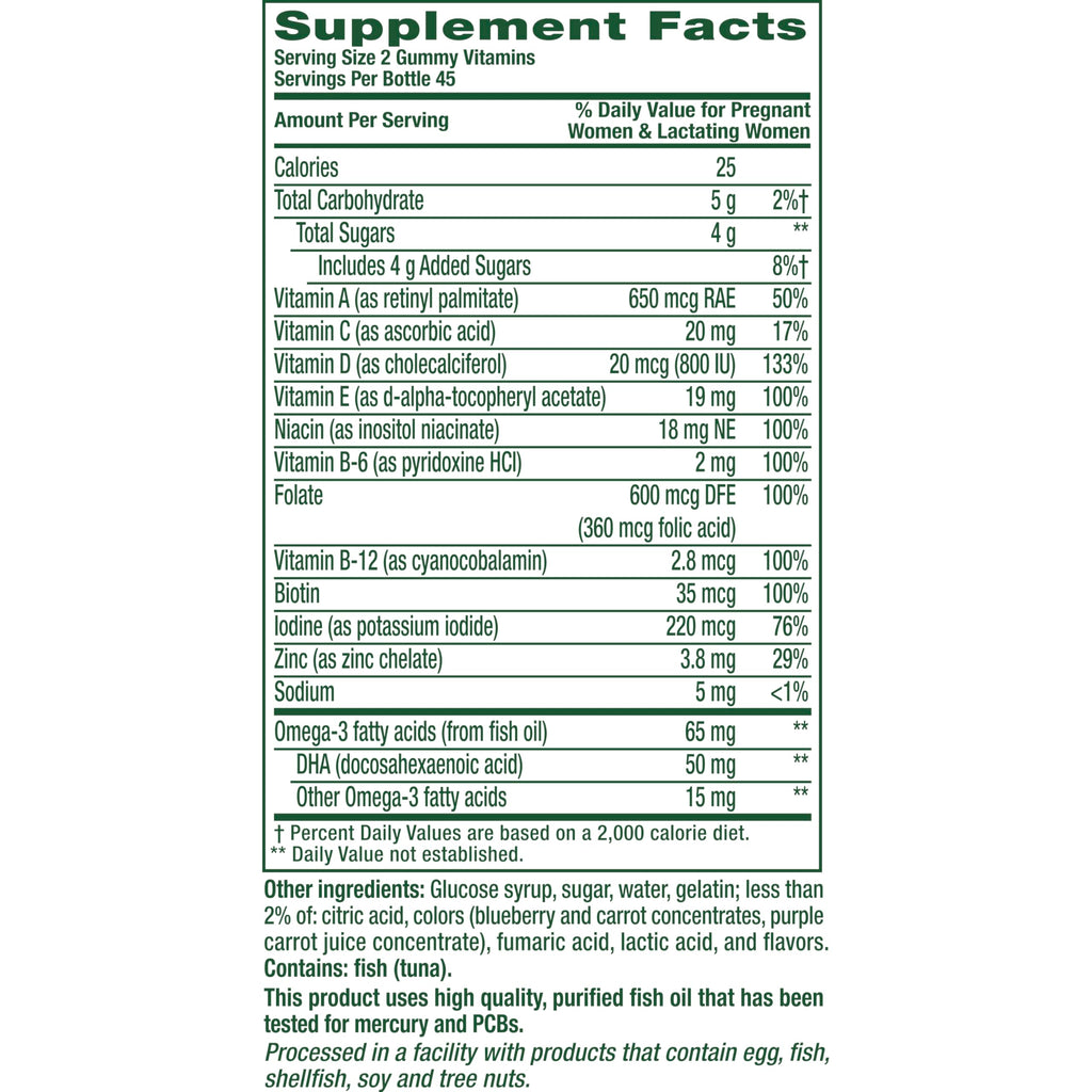 Vitafusion Prenatal Vitamins for Women | 90 Gummies | Gummy with Folic Acid and DHA | Raspberry Lemonade Flavor | Gluten and Dairy-Free Multivitamin Supplement