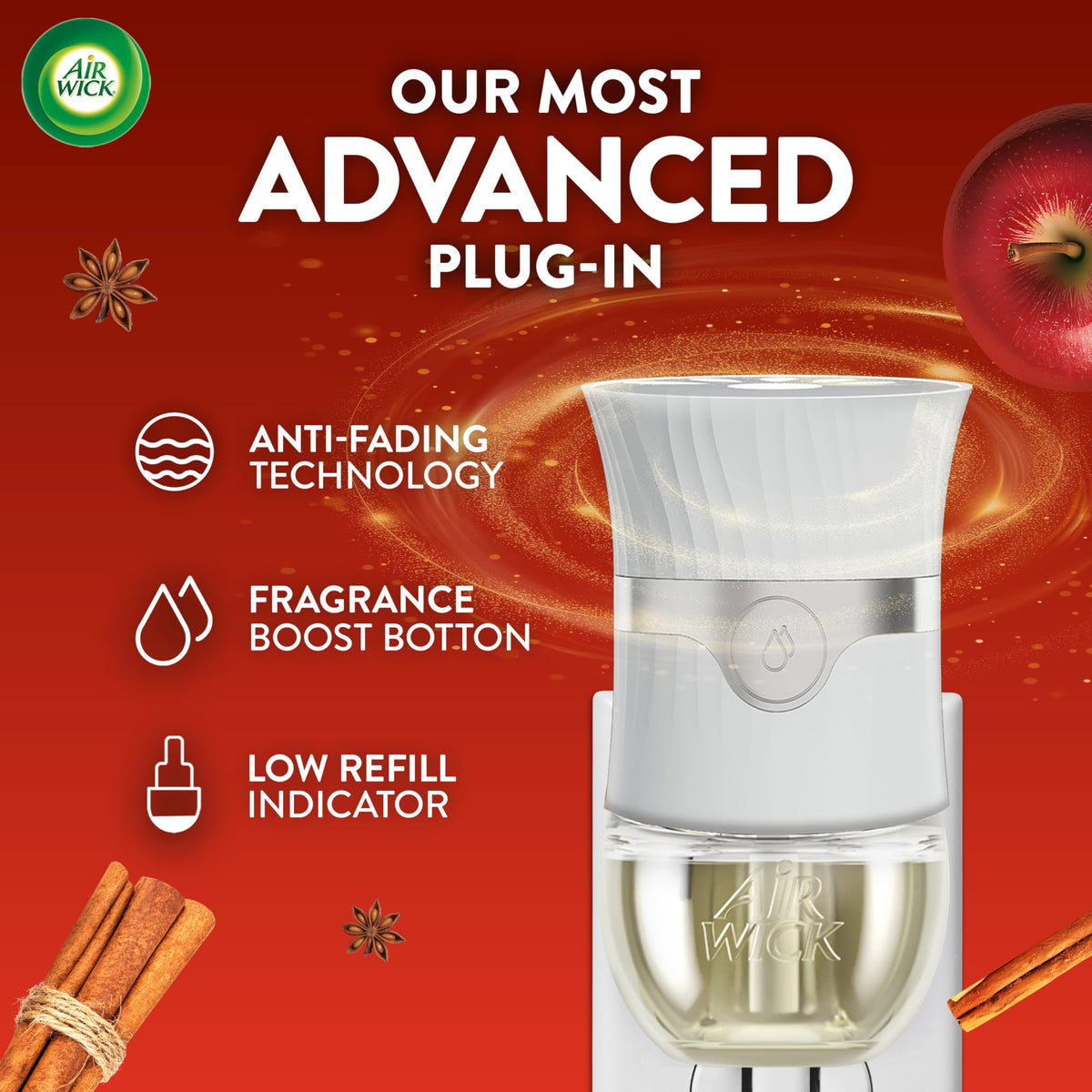 Air Wick Plug In Refill Apple Cinnamon Medley Fall Scent Essential Oils 7ct
