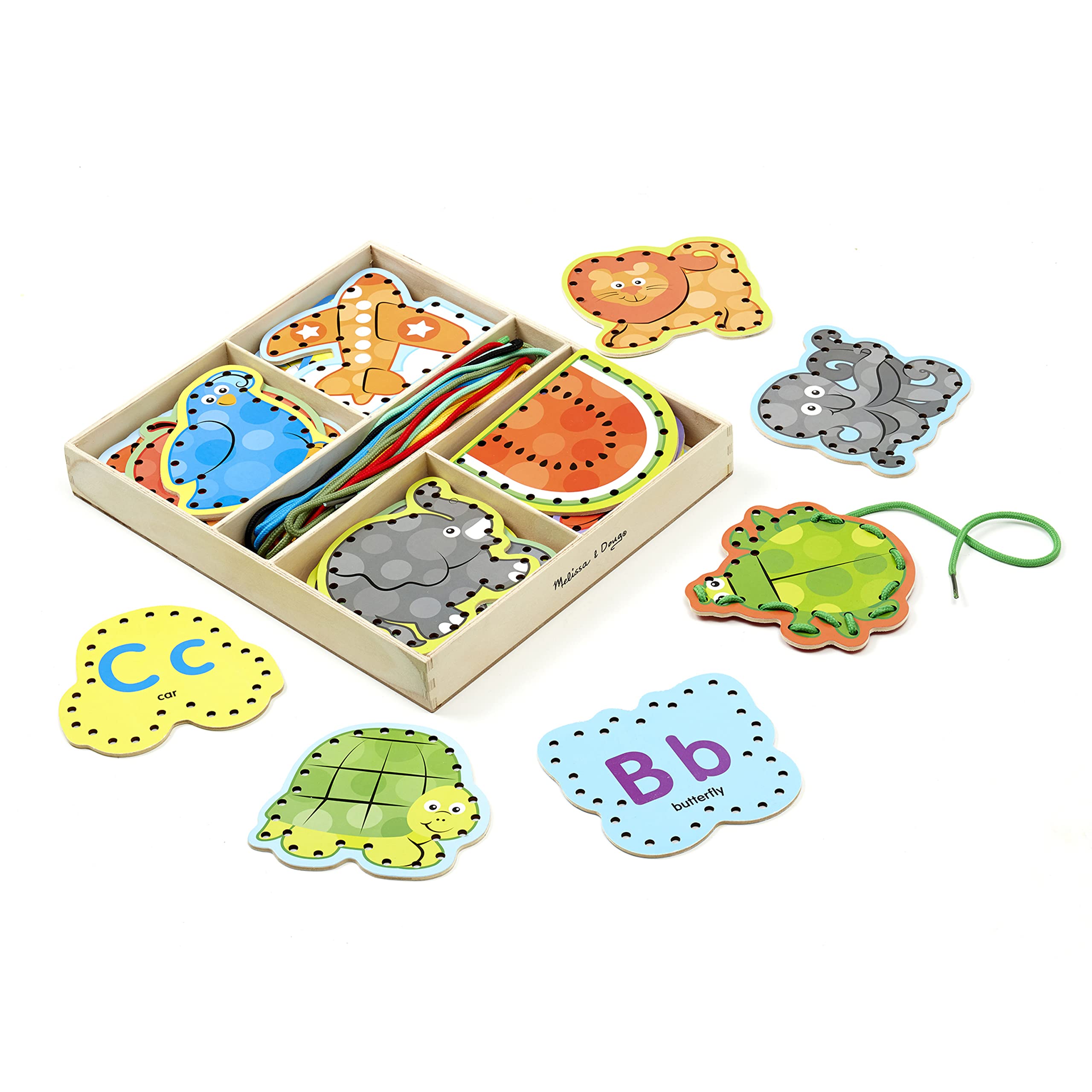 Buy now Melissa & Doug Alphabet Wooden Lacing Cards With Double-Sided Panels and Matching Laces at indiglob india