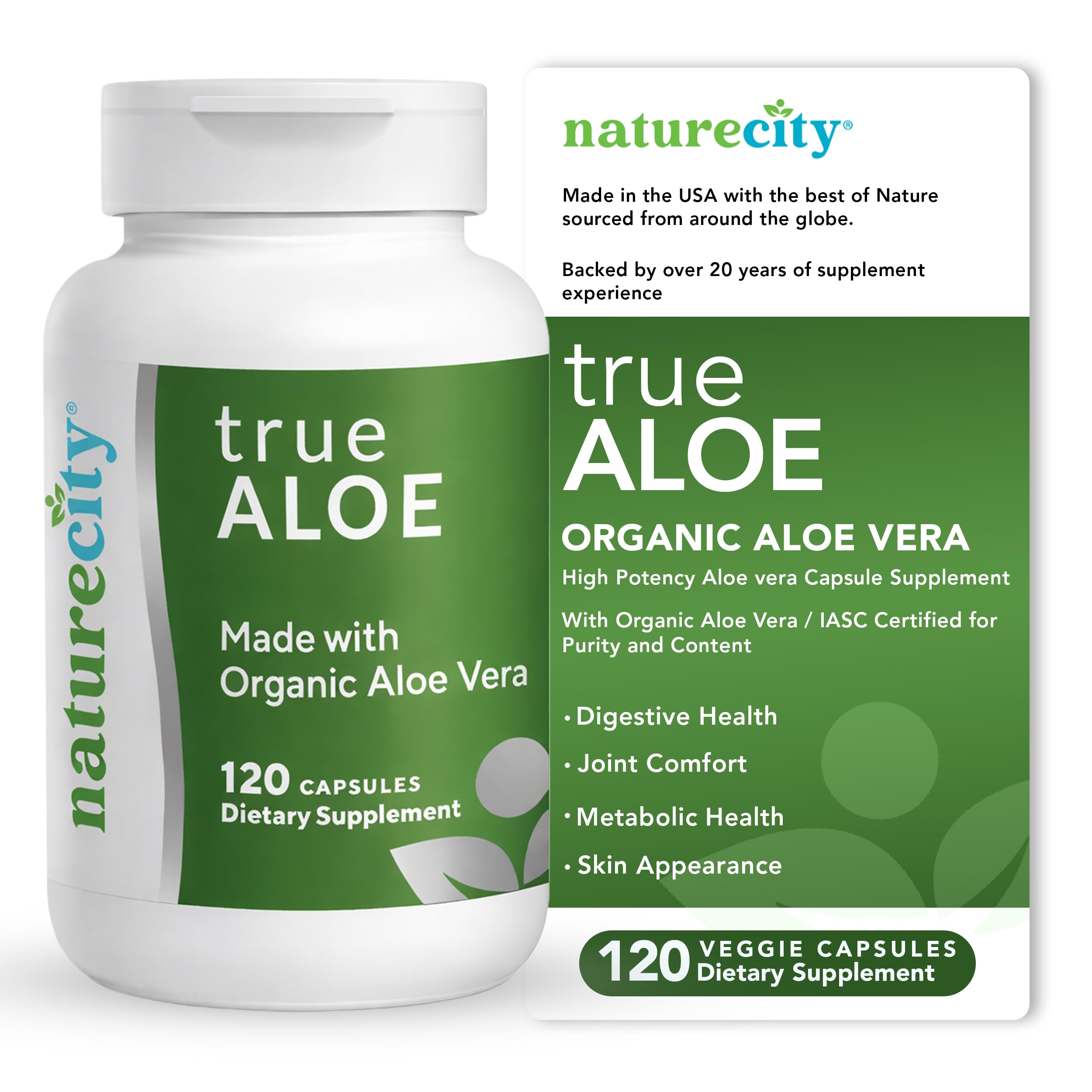 TrueAloe Organic Aloe Vera Capsules - Supports Digestive Balance, Joints and Stomach Comfort - Plant-Based Aloe Barbadensis Powder - Easy-to-Swallow Single Ingredient Formula - 720 Caps