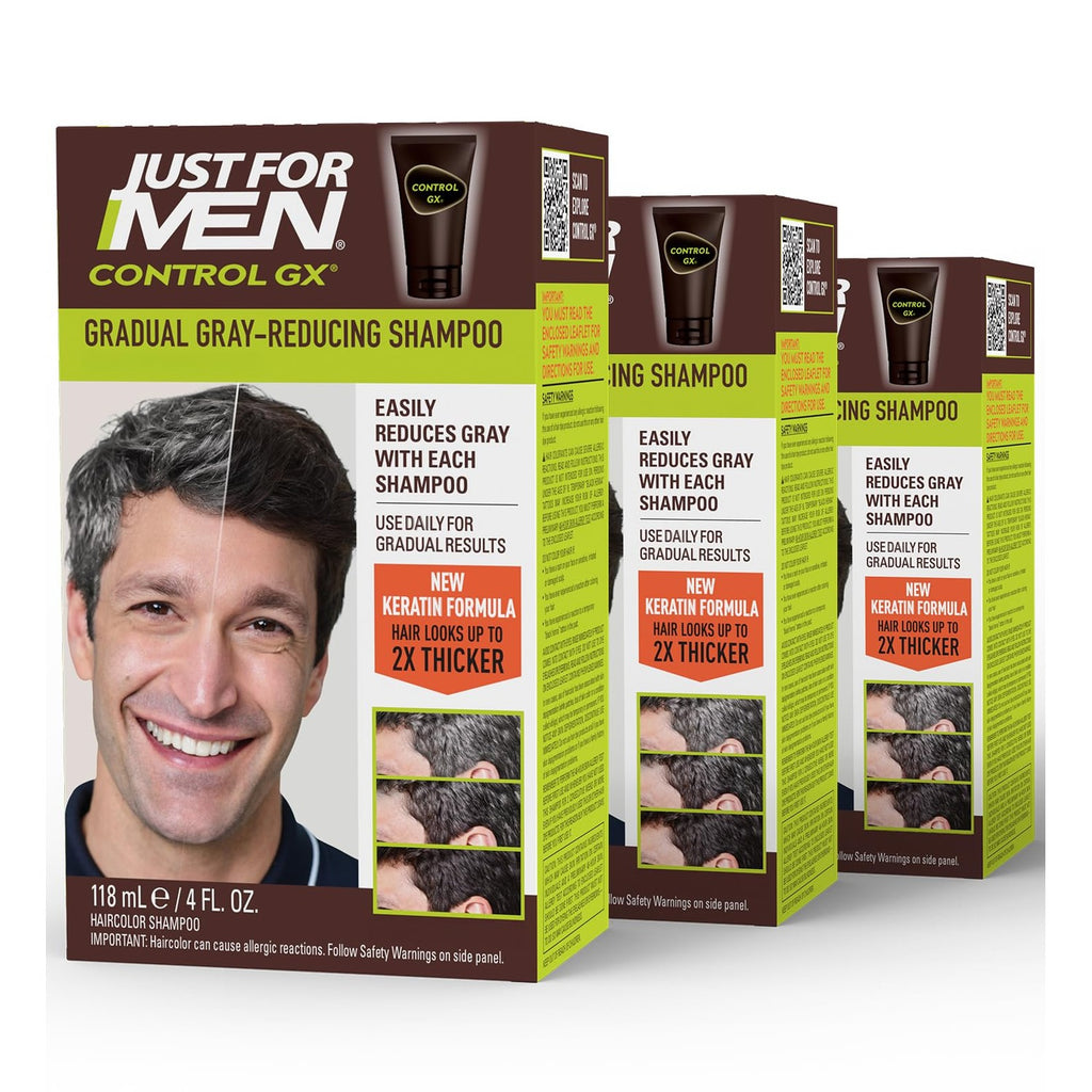 Just for Men Control GX Gray Reducing Shampoo, Keratin, 4 Fl Oz (1 Pack) | Control GX multi-patented formula gradually reduces gray with each shampoo. Keratin strengthens and thickens hair.