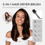 TYMO 4.0 Hair Blow Dryer Brush - Lightweight 3X Faster Drying 5-in-1 Ionic Blowout Hair Dryer Brush Adds Shine, Volume & Fullness for Smooth, Anti-Frizz Straight, Curl & Blowout Styles, Metal Grey