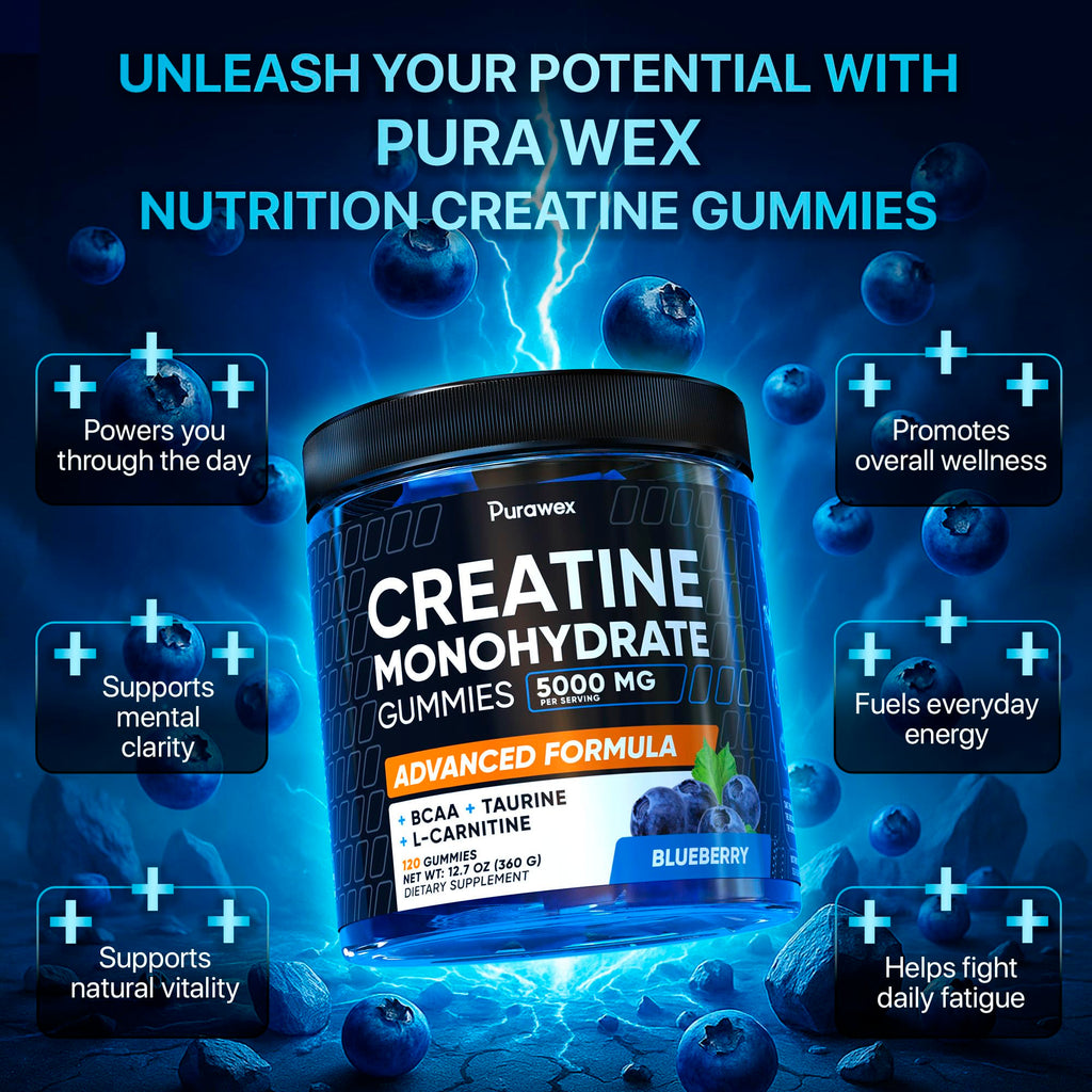 Creatine Monohydrate Gummies Complex 8500MG - Energy Chews, Men & Women