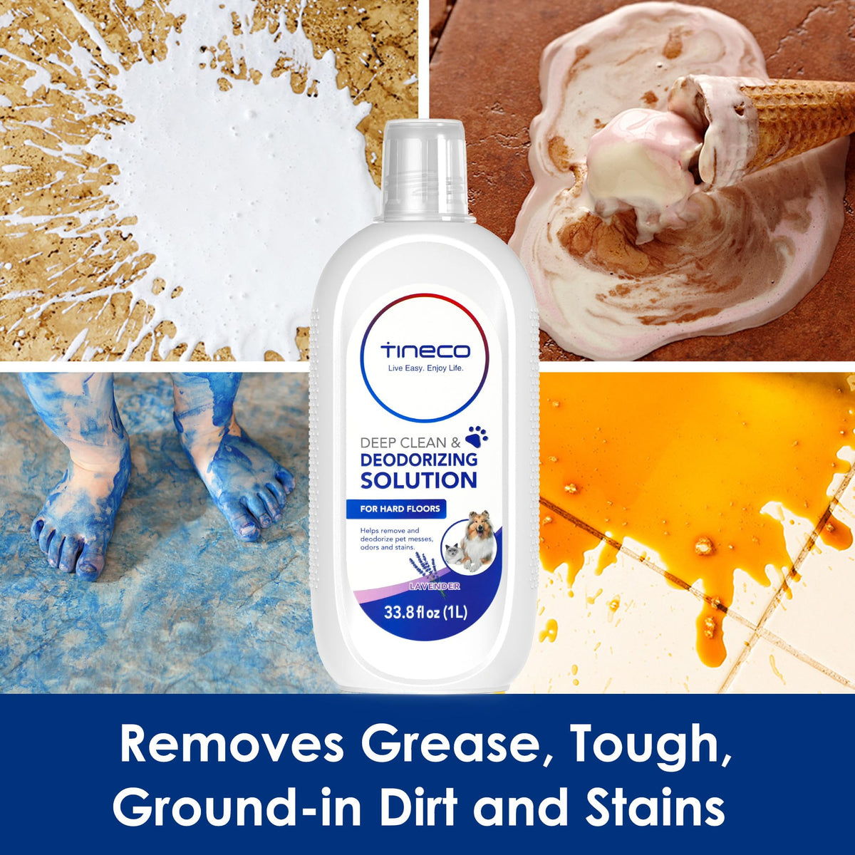 Tineco Floor Cleaning Solution 1L (33.8oz), Lavender Scent, Deep Cleaner for Multi-Hard Floors, Compatible with iFLOOR & FLOOR ONE S3/S5/S6/S7/S9 Artist & S6/S7/S9 Master Series, Non-Steam Compatible