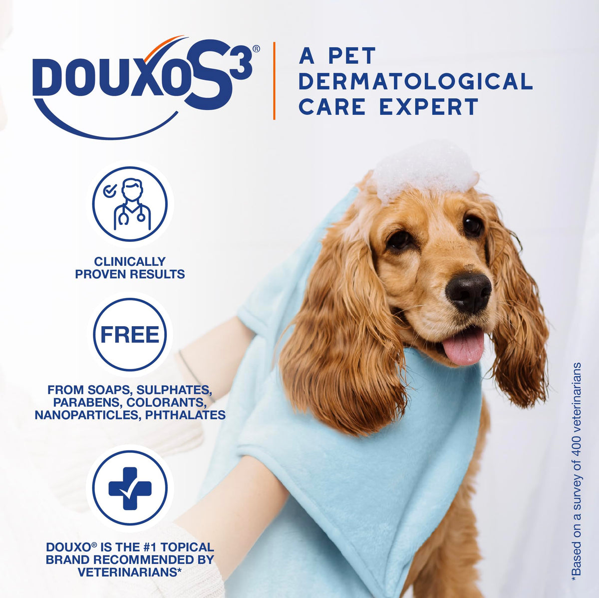 Douxo S3 PYO Pads, 3% Chlorhexidine Wipes for Dogs and Cats, 30 Pads
