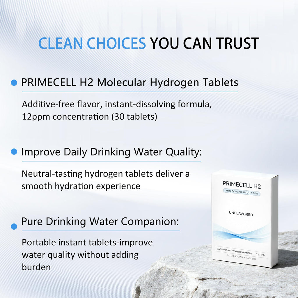 PrimeCell H2 Molecular Hydrogen Water Tablets with Magnesium – Antioxidant & Cellular Health Support, 30 Tablets