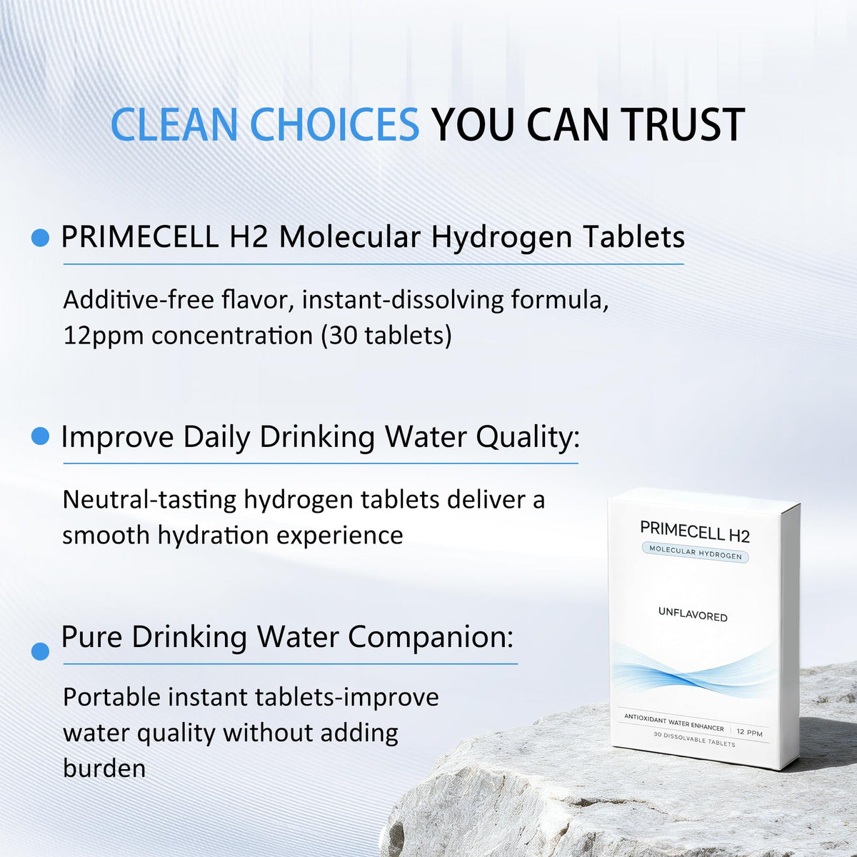 PrimeCell H2 Molecular Hydrogen Water Tablets with Magnesium – Antioxidant & Cellular Health Support, 30 Tablets