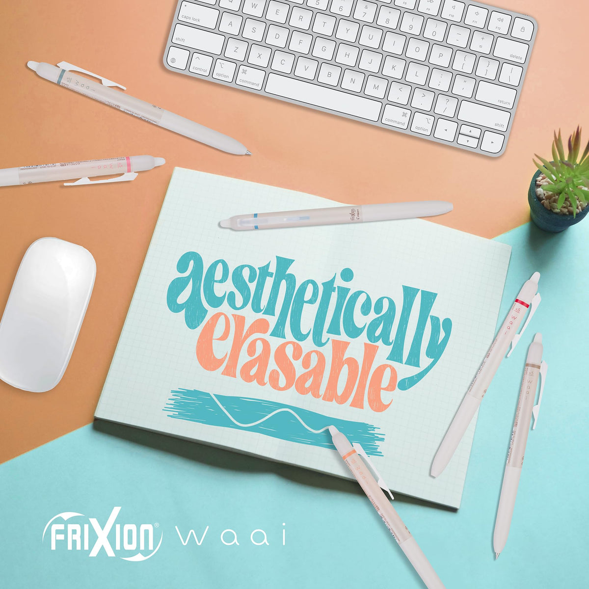 PILOT FriXion Waai Erasable Gel Ink Pens 0.5mm, Assorted Color Inks, 8-Pack