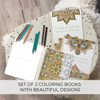 Beautiful Adult Coloring Book Set of 2 for Relaxation - Mandala Books