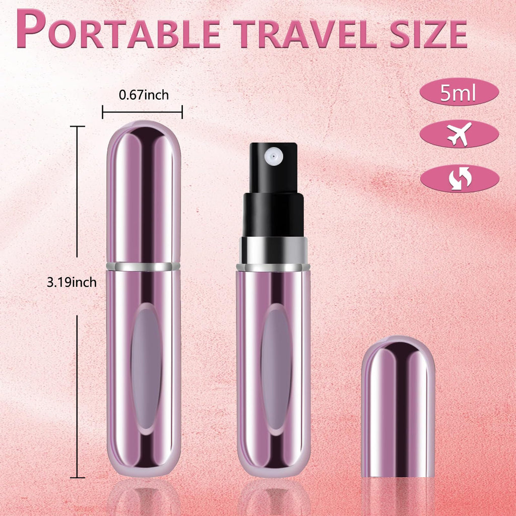 opasyo Refillable Perfume Atomizer, Leak-Proof, 5ml 4 Pack | Portable travel perfume spray bottle. Includes Gold/Pink/Blue/Black. Perfect essentials for traveling and outgoing.