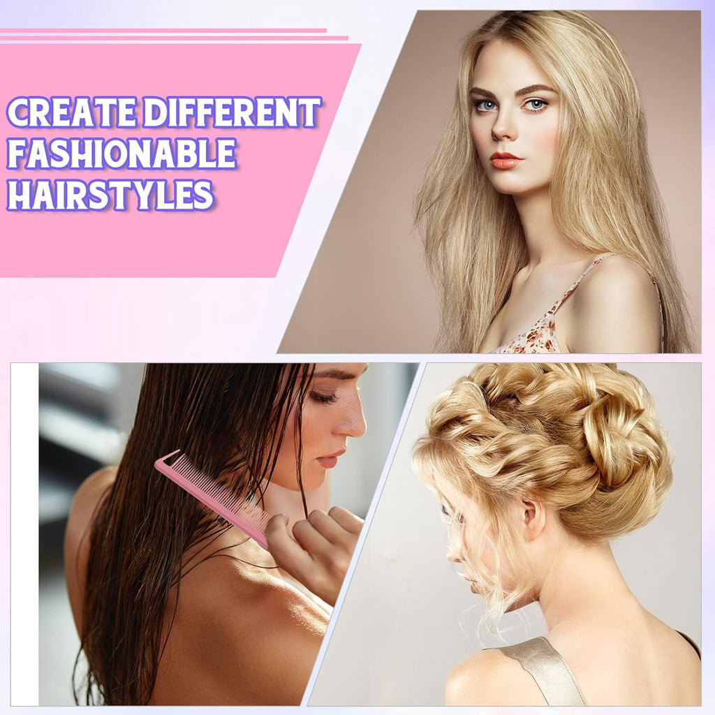 Buy now 8 Pcs Styling Hair Comb Brush Set with Teasing Edge Brush Parting Rat Tail Comb Hairclip for Women Slicking Ponytail and Smoothing Hair(Pink) at indiglob india