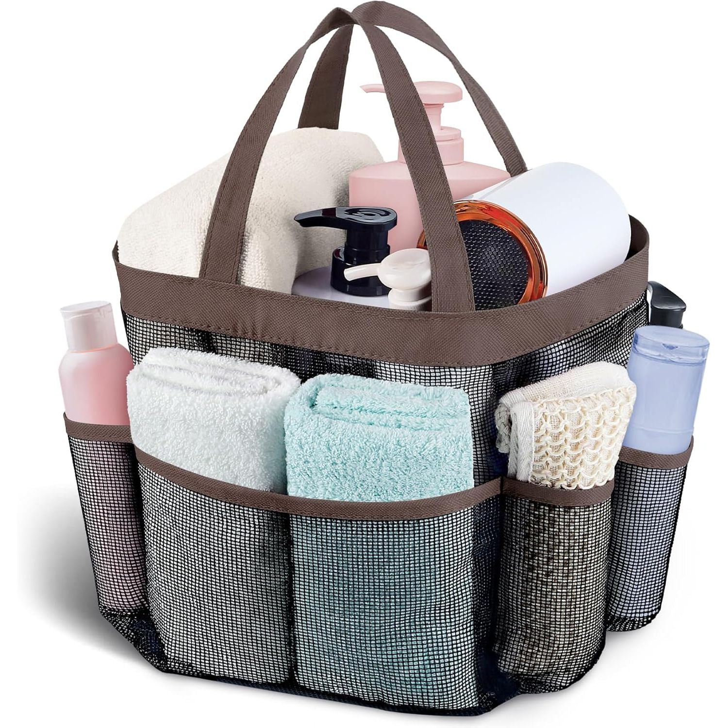 Buy now Attmu Mesh Shower Caddy Portable, Quick Dry Hanging Shower Tote Bag for College Dorm Room Essentials, Large Capacity Shower Caddy Dorm for Bathroom Gym Swimming Red Brown at indiglob india