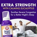 Buy now ARM & HAMMER Simply Saline Nighttime Drug-Free Mist for Nasal Congestion at Night, Extra Strength, Calming Eucalyptus, Safe to Use with Rx and OTC, For Adults and Kids Ages 2+, 4.6 oz (129 g) at indiglob india