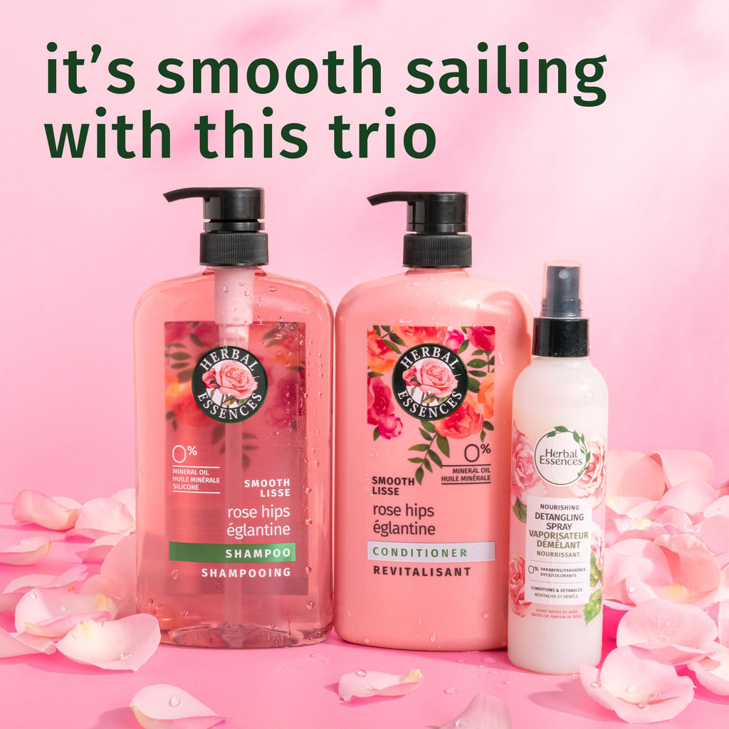Herbal Essences Conditioner, Rose Hips- Smooth Collection, Shiny Hair with Vitamin E & Jojoba, Safe for Color Treated Hair, Floral Scent, Cruelty-Free, Dermatologist-Tested, 29.2 Fl Oz