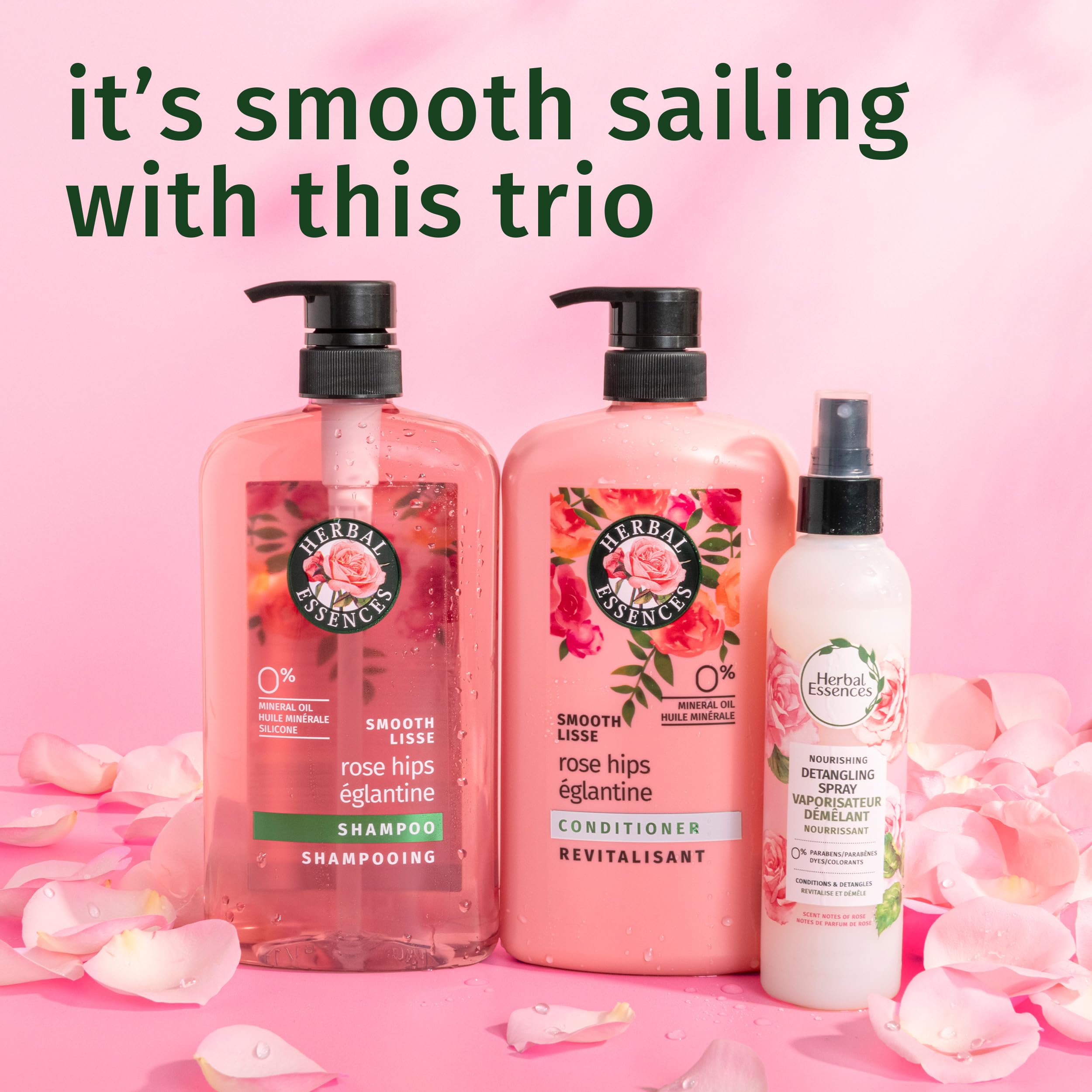 Herbal Essences Conditioner, Rose Hips- Smooth Collection, Shiny Hair with Vitamin E & Jojoba, Safe for Color Treated Hair, Floral Scent, Cruelty-Free, Dermatologist-Tested, 29.2 Fl Oz