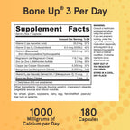 Jarrow BoneUp Three Per Day, Vitamin D3 and Calcium, 180 Capsules | For Bone Density and Skeletal Nutrition, K2 (as MK-7), 60 Day Supply, Take 3 Per Day