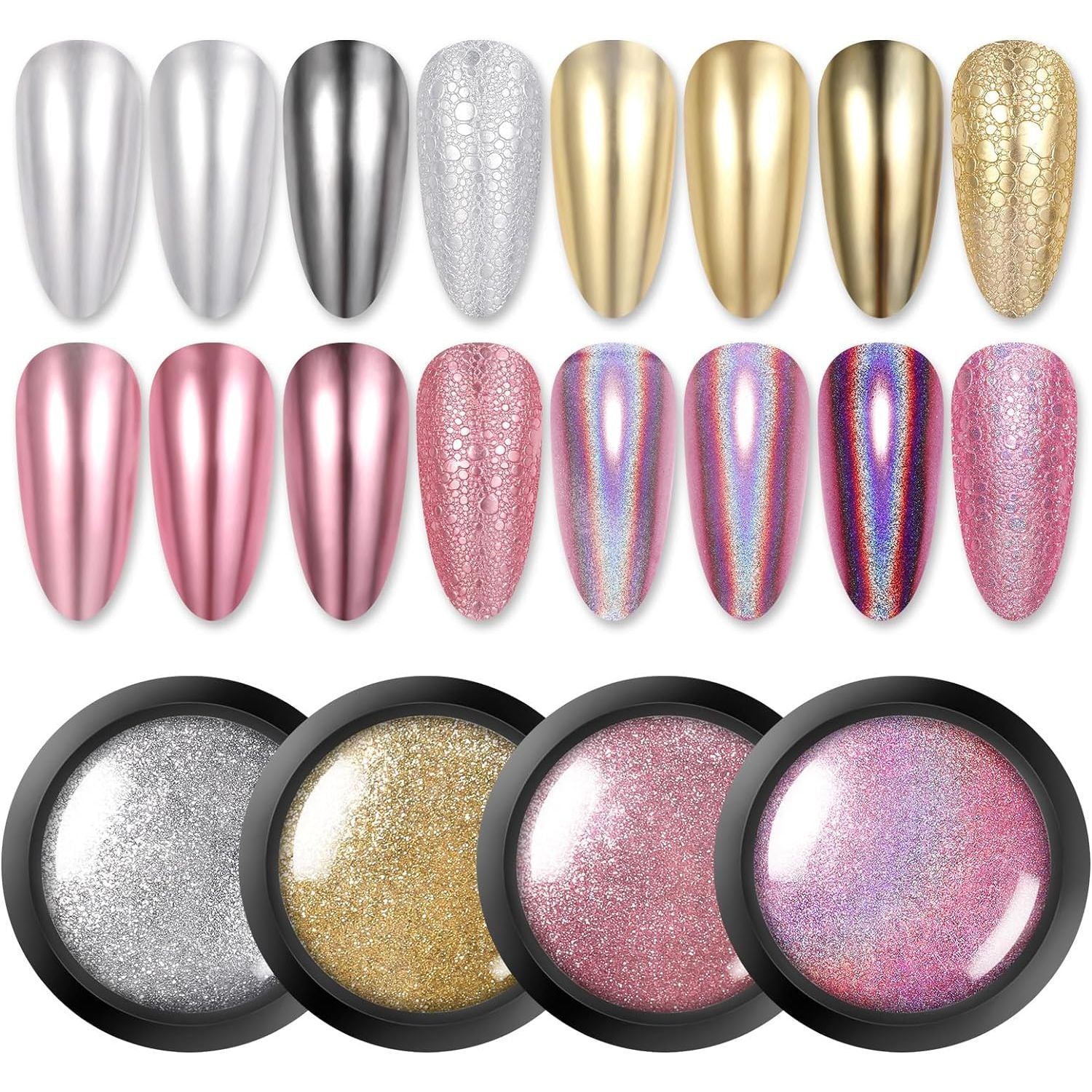 Buy now BORN PRETTY Chrome Powder Metallic Mirror Chameleon Nail Powder Auroras Mermaid Nail Powder Pigment for Nail Art Gel Polish Manicure Nail Art Decorations 9 Jars Nail Chrome Powder at indiglob india
