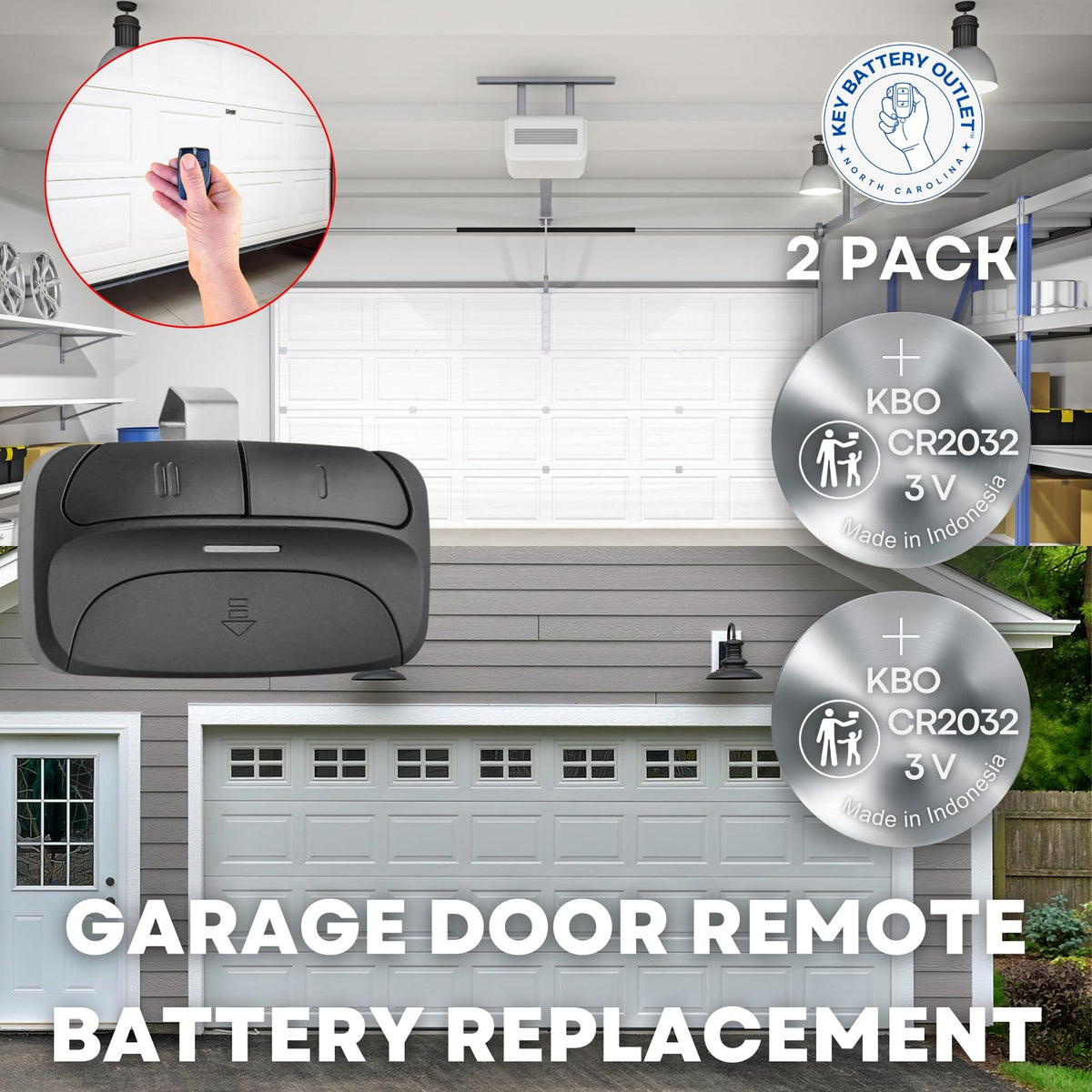 Garage Door Opener Battery - 2 Pack CR2032 Button Lithium 3V Packaging May Vary Replacement Power for Major Remotes, Keypads, Sensors