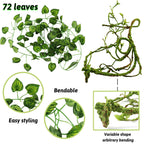 Reptile Plants, Terrarium Hanging Plant Vines Artificial Leaves Reptile Hide, Leopard Gecko Tank Accessories, Terrarium Decorations for Bearded Dragon Lizard Snake Geckos Chameleon