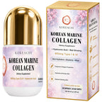 Korean Marine Hydrolyzed Collagen Peptides Capsules, 600mg Type I & III Collagen with Hyaluronic Acid, Vitamin C & Red Ginseng, Collagen Pills for Women, Skin Hydration, Elasticity & Glow - 30 Days
