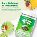 Purely Inspired Organic Green Powder Smoothie Mix, Unflavored (24 Servings) - Probiotics for Digestive Health with Spirulina & Chlorella for Gut Health - Vegan