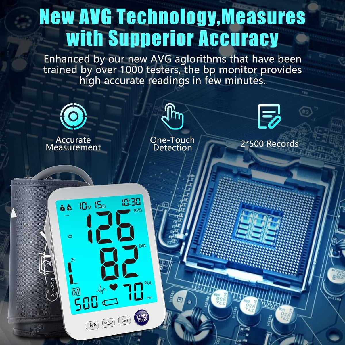 Blood Pressure Monitor Upper Arm with Large Cuff