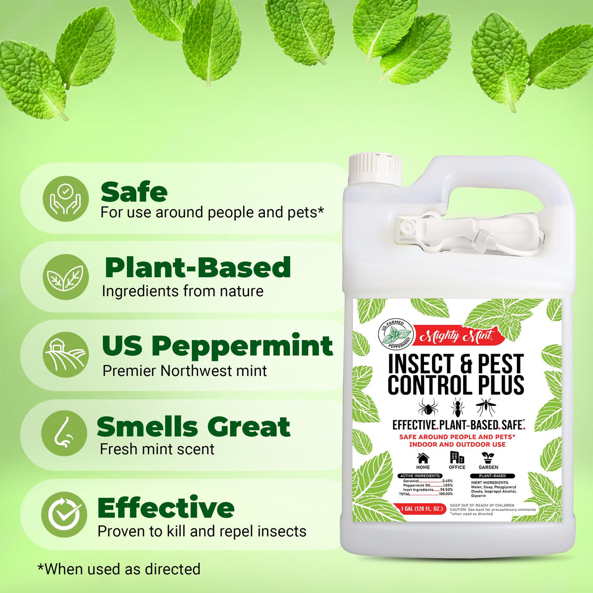 Mighty Mint Peppermint Oil Insect Repellent Plus Spray, 1 Gallon (128 oz)